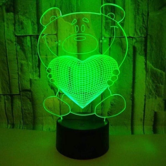 Bear Heart 3D Illusion Lamp