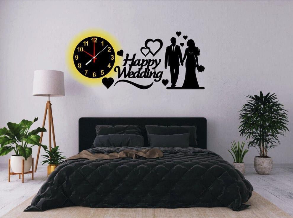 Analogue Wall Clock - Stylish Black Wooden Decore